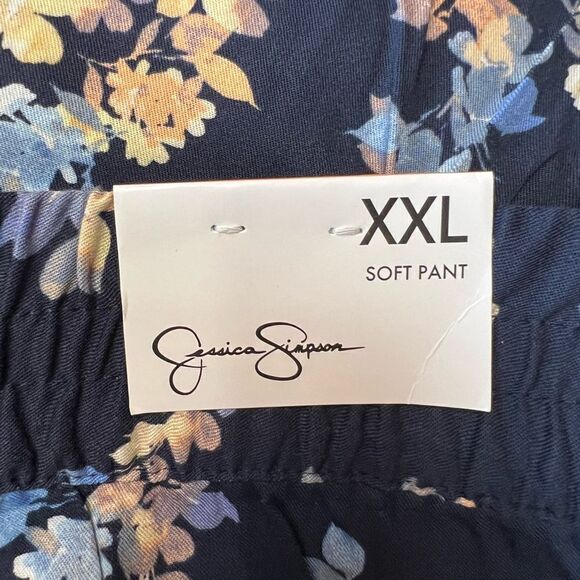 JESSICA SIMPSON Soft Pull-On Floral Pant Pockets Blue Size XXL Elastic Waist - Picture 4 of 13